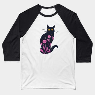 Kitty with pink flowers Baseball T-Shirt